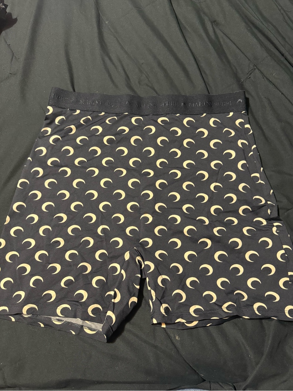 Marine Serre Black Crescent-Print Men's Hybrid Shorts